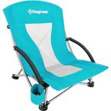 KingCamp Lilac Beach Chair Plaj ve Dinlenme Sandalyesi Cyan | Nefes alabilen sırtlıklı kamp sandalyesi, geniş koltuk, bardak tutucu ve plaj, kamp ve dış mekan için taşıma çantası