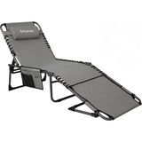 Kingcamp Magnolia B10 Hands-Free Premium 7 Kademeli Katlanır Şezlong Grey - Katlanmış Ölçüler: 77 × 15 × 63 cm - Gri