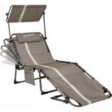 Kingcamp Magnolia B10 Plus Hands-Free Premium 7 Kademeli Katlanır Şezlong Grey/white - 193 × 63 × 30/37 cm - Koyu Gri - Ekru