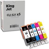 Kingjet Canon PGI-520XL & CLI-521XL Uyumlu 5 Renk (Takım) Muadil Kartuş Çipli | Pıxma MP630 - 4 Renk (Takım)