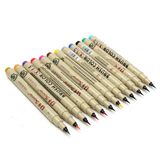 KingLan 12 renk 1,5 mm Art Marker Manga Fine Head Paint grafik eskiz çizim kalemi seti