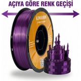 Kingroon Silk Çift Renk (Dual) Pla Filament Siyah-Mor - High Speed (600MM/S) - Bambu Lab ve K1 Uyumlu - 1.75MM 1 kg - Siyah - Mor