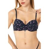 Kings Pearl Desenli Push Up Sütyen,Lacivert 85