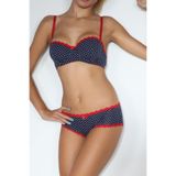 Kings Pearl Push-Up Dolgulu Straplez Puantiyeli Sütyen Takım,Lacivert 80