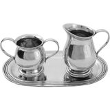 King's Pewter Kalay Tepsili Sütlük ve Şekerlik Seti - Gümüş - Standart