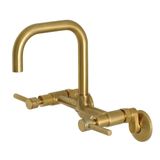 Kingston Brass Concord 8 İnç Ayarlanabilir Merkezi Duvara Monte Mutfak Bataryası, Fırçalanmış Pirinç