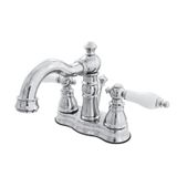 Kingston Brass FSC1601APL American Patriot 10,16 cm Centerset Lavabo Musluğu, Pirinç Pop-Up, Cilalı Krom, 12,72 cm Ağız Erişiminde