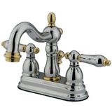 Kingston Brass KB1604AL Heritage Lavabo Bataryası, 10 cm Centerset, Metal Kol, Krom-Pirinç