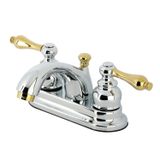 Kingston Brass KB2604AL Metal Kol Saplı, Parlak Krom ve Parlak Pirinç ile Vintage 4 İnç Centerset Lavabo Bataryası
