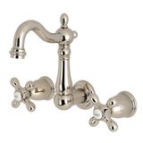 Kingston Brass KS1226AX Heritage 20,32 cm Merkez Duvara Monte Gemi Lavabo Musluğu, Cilalı Nikel, 10,16 cm Ağız Erişiminde
