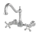 Kingston Brass KS1241AX Heritage Duvar Montajlı Köprü Mutfak Musluğu, Çapraz Saplı, 21,6 cm, Cilalı Krom