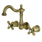 Kingston Brass Ks1253Ax Heritage 20,32 cm Merkez Duvara Monte Gemi Lavabo Musluğu, Vintage Pirinç, 6-3/8 inç Ağız Erişiminde