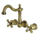 Kingston Brass Ks1253Ax Heritage 20,32 cm Merkez Duvara Monte Gemi Lavabo Musluğu, Vintage Pirinç, 6-3/8 inç Ağız Erişiminde