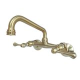 Kingston Brass KS313SB 15,24 cm Ayarlanabilir Merkezi Duvara Monte Mutfak Musluğu, Saten Pirinç, 6-15/16"