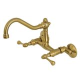Kingston Brass KS3227BL Vintage 6 "Ayarlanabilir Merkezi Duvara Monte Mutfak Musluk, Fırçalanmış Pirinç