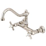 Kingston Brass KS3246BEX Essex İki Kollu Duvara Monte Köprü Banyo Musluğu, Cilalı Nikel