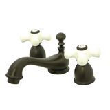 Kingston Brass KS395 PX geri yükleme mini genel banyo musluk porselen haç saplı, KS3955PX