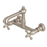 Kingston Brass KS7248AX English Country 20,32 cm Merkez Duvara Monte Gemi Lavabo Musluğu, Fırçalanmış Nikel, 6-5/8" Ağız Erişiminde