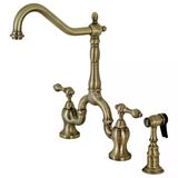 Kingston Brass KS7753ALBS İngiliz Country Köprüsü Mutfak Bataryası, Antik Pirinç