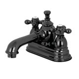 Kingston Brass NS7000AX Water Onyx 10,16 cm Merkez Set Lavabo Musluğu, Pirinç Açılır Siyah Paslanmaz Çelik