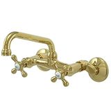 Kingston Brass Victorian Mutfak Bataryası, Çift Kulplu, Duvara Monte, 17.7 cm, Cilalı Pirinç KS213PB