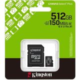 Kingston Canvas Select Plus SDCS3/512GB Class 10 UHS-I U3 A1 V30 512 GB Micro SD Kart