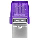Kingston DataTraveler microDuo 3C 64GB USB-C ve USB-A Flash Sürücü | 200 MB/s'ye varan hızlar | USB 3.2 Gen 1 | Duo Konnektör | DTDUO3CG3/64GB
