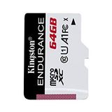 Kingston High-Endurance 64GB microSD Hafıza Kartı SDCE/64GB 95MB/s - 30MB/s kadar Okuma Yazma Kameralar, Araç Kameraları için