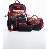 Kingston Hill Kawaii Kore Tarzı Okul Çantası 3'lü Set ( Folyolu Beslenme + Kalemlik ) 44X30X20 cm - Kırmızı