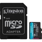 Kingston Sdcg4-64Gb 64Gb Microsdxc Canvas Go Plus Gen4 200Mb-S A2 U3 V30 Card + Adp Hafıza Kartı