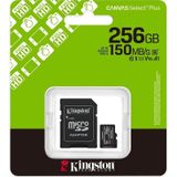 Kingston Sdcs3-256Gb 256Gb Microsdxc Canvas Select Plus Gen3 150Mb-S A1 Card + Adapter Hafıza Kartı