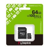 Kingston Sdcs3-64Gb 64Gb Microsdxc Canvas Select Plus Gen3 100Mb-S A1 Card + Adapter Hafıza Kartı