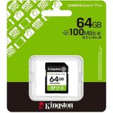 Kingston SDS3-64GB 64GB Sdxc Canvas Select Plus Gen3 100MB-S C10 Uhs-I U1 V10 Hafıza Kartı - 64 GB