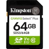 Kingston SDS3/64GB 64 GB 100Mb/s SDXC Canvas Select plus Gen3 C10 UHS-I U3 V30 SD Hafıza Kartı