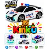 Kinku KİNKU Oyuncak Polis Arabası Pilli Çarptıkça Yön Değiştiren Işıklı Sesli Polis Arabası - Beyaz
