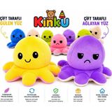 Kinku Mod Değiştiren Çift Yüzlü Sevimli Canlı Renkler Peluş Ahtapot Yastık & Uyku Arkadaşı & Oyuncak karışık 1 adet - Mavi - Beyaz - Turuncu
