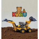 Kinku Oyuncak Buldozer Metal Kepçe Çift Taraflı Iş Makinası - Siyah - Sarı