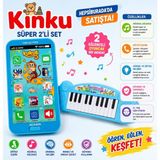 Kinku Oyuncak Dokunmatik Kukuli Cep Telefonu ve Elektronik Piyano 2'li Set Mavi Renk