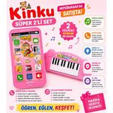Kinku Oyuncak Dokunmatik Kukuli Cep Telefonu ve Elektronik Piyano 2'li Set Pembe Renk