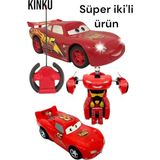 Kinku Şimşek Uzaktan Kumandalı Full Fonksiyon Araba ile Şimşek Mcqueen Robota Dönüşebilen Araba - Kırmızı