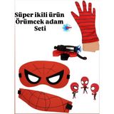 Kinku Süper Ikili Örümcek Adam Seti Örümcek Adam Ağı ve Örümcek Adam Maskesi - Kırmızı -Siyah