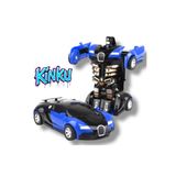 KİNKU Transformer Robot Çek Bırak Kendinden Robota Dönüşen 1:32 Bugatti Oyuncak Araba