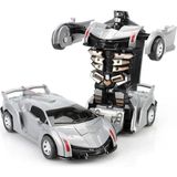 Kinku Transformers Robot Çek Bırak Kendinden Robota Dönüşen 1:32 Bugatti Lamborghini Araba - Gri