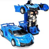 Kinku Transformers Robot Çek Bırak Kendinden Robota Dönüşen 1:32 Bugatti Lamborghini Araba - Mavi