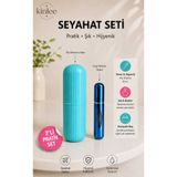Kinlee 2'li Seyahat Seti Diş Fırçası Koruma Kabı ve Doldurulabilir Cep Parfüm Şişesi Taşınabilir Hijyenik Set