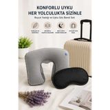 Kinlee Seyahat Boyun Yastığı ve Uyku Göz Bandı Seti Şişme Konforlu Boyun Desteği