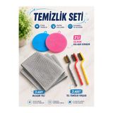 Kinlee Temizlik Seti 8 Parça – 3’lü Bulaşık Teli, 3’lü Tel Temizlik Fırçası, 2’li Silikon Bulaşık Süngeri