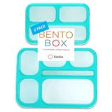 kinsho Bento çocuklar için yemek kutusu seti, atıştırmalık kabı içerir | 6 ve 3 bölmeli kutu sızdırmaz okul bentoları veya yemek porsiyon kontrol kapları BPA içermez, erkek kız yetişkin, camgöbeği büyük +