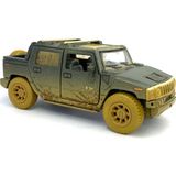 Kinsmart 2005 Hummer H2 Sut (Çamur Desenli) - Çek Bırak 5inch. Lisanslı Model Araba, Oyuncak Araba 1:40