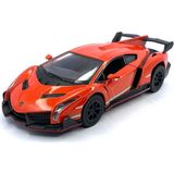 Kinsmart Lamborghini Veneno Çek Bırak 5inch. Lisanslı Model Araba, Oyuncak Araba 1:36 - Turuncu